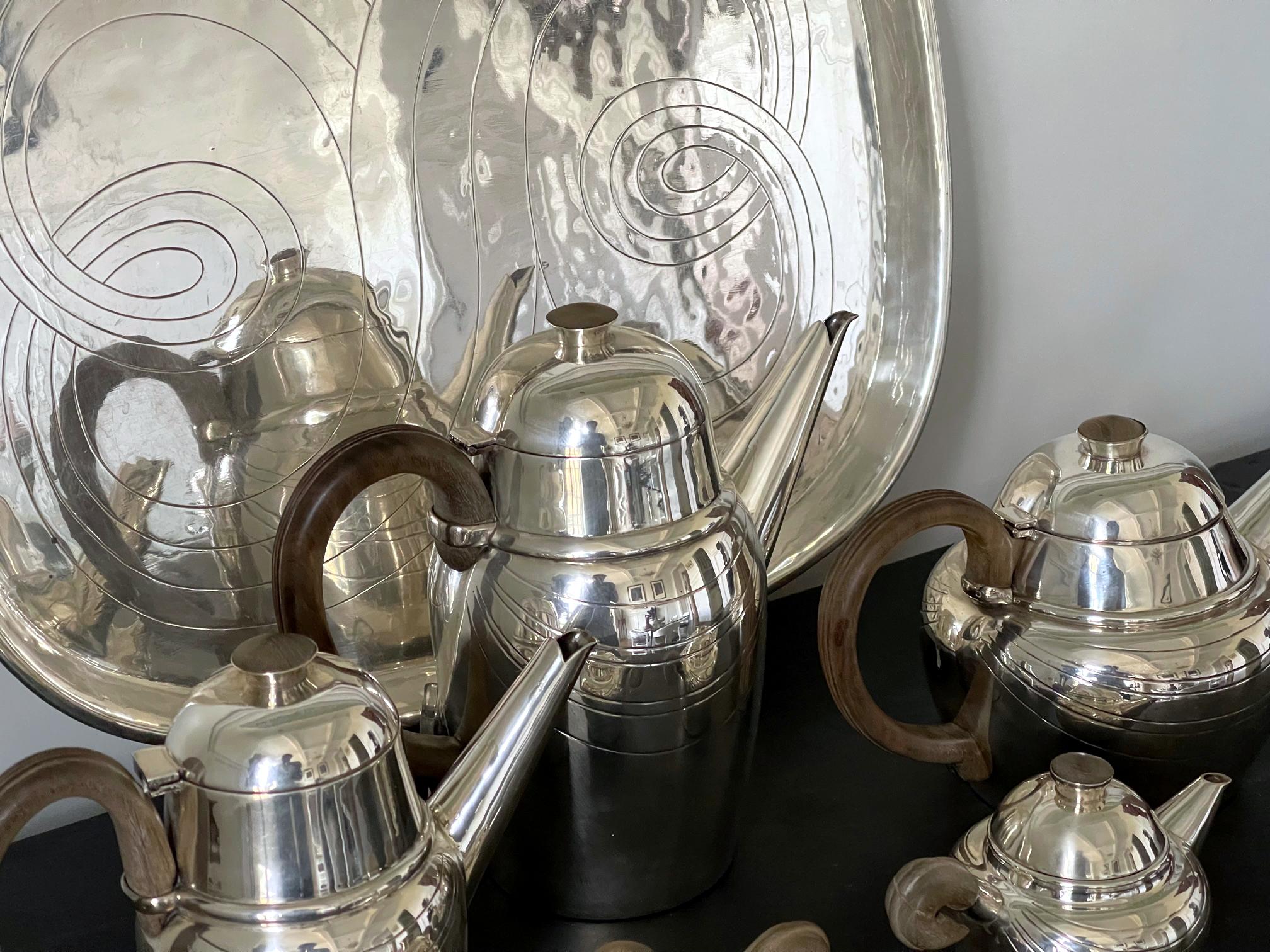 Grand service à café et à thé mexicain moderne en argent sterling William Spratling en vente 6