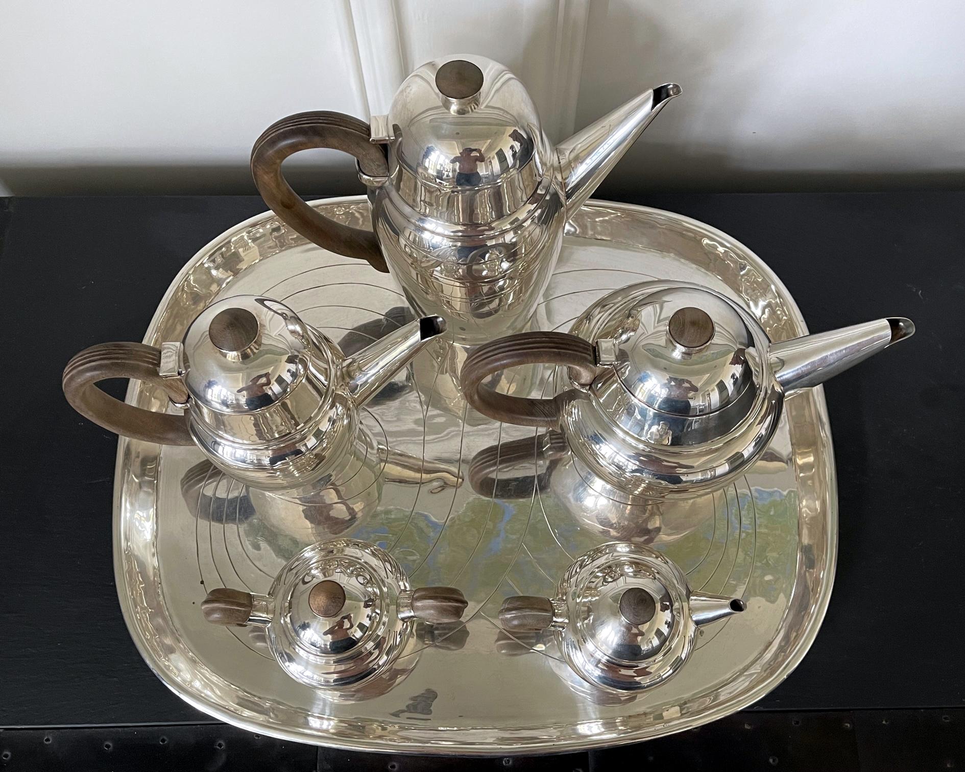 Mid-Century Modern Large Mexican Modern Sterling Silver Coffee Tea Serving Set William Spratling For Sale