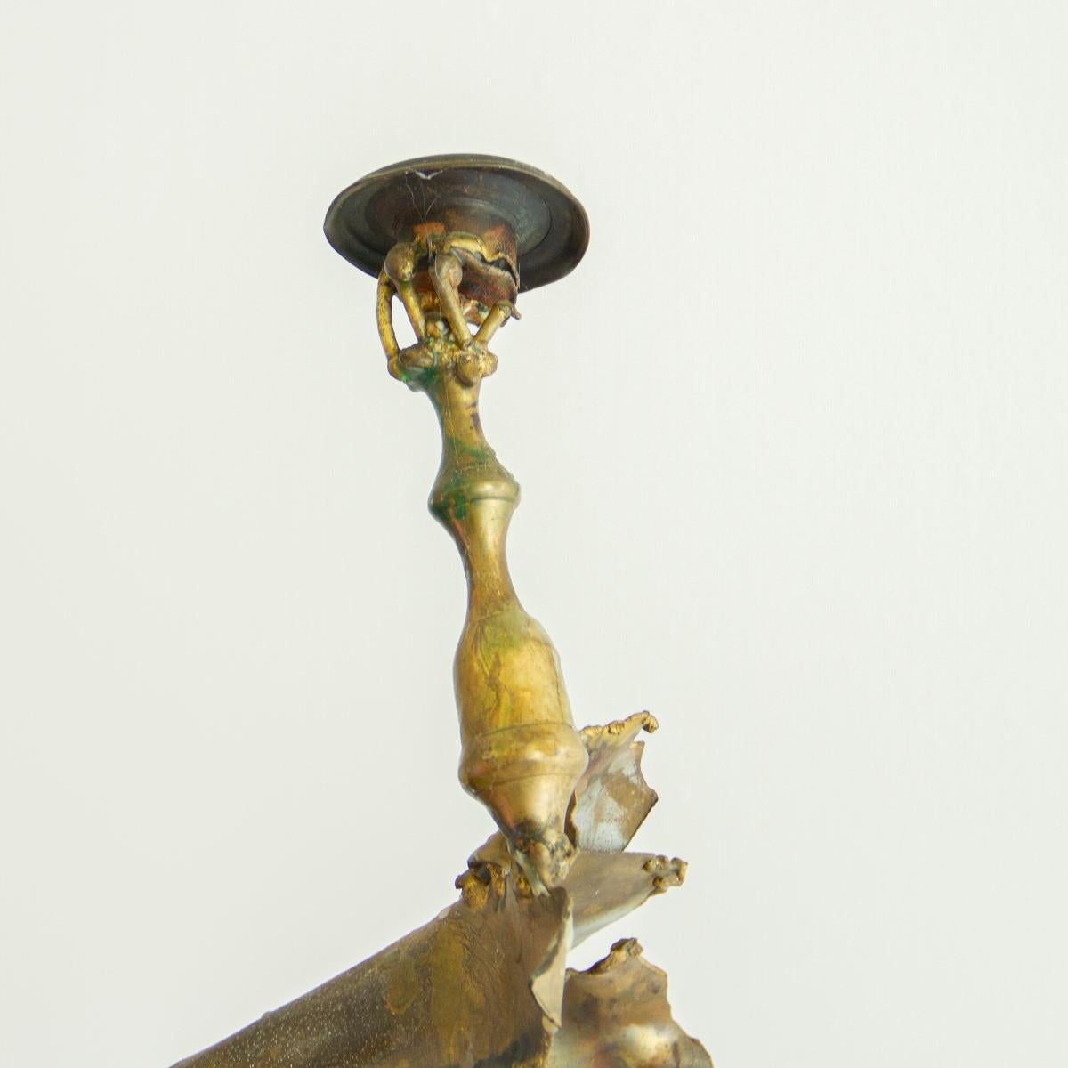 Brass Large Mexican Sculpted Brutalist Figurative Candelabra, 1950s