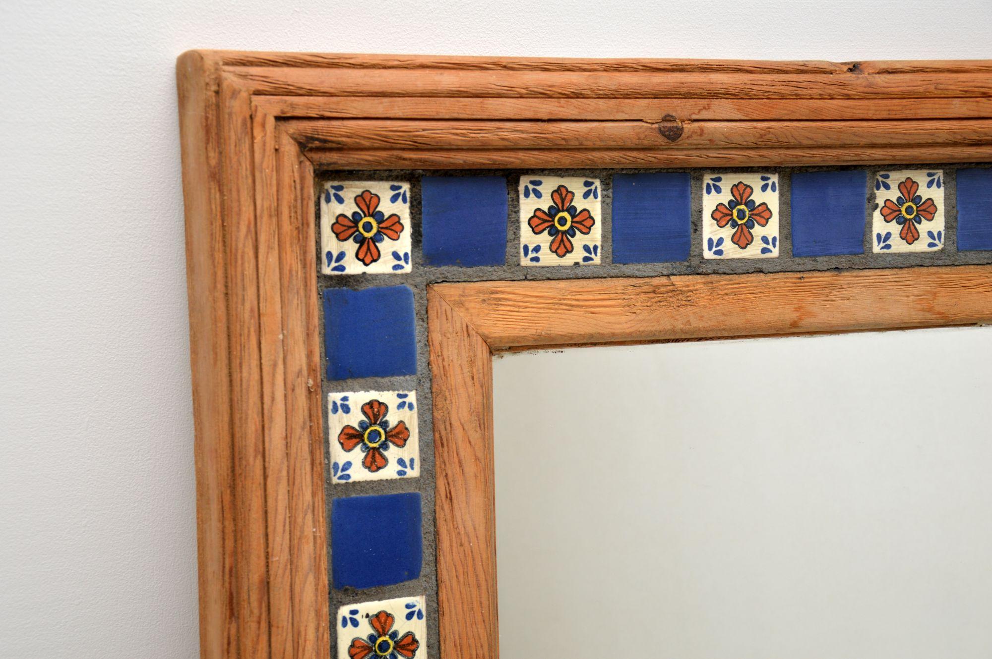 Mid-Century Modern Large Mexican Tiled Mirror Vintage, 1950’s