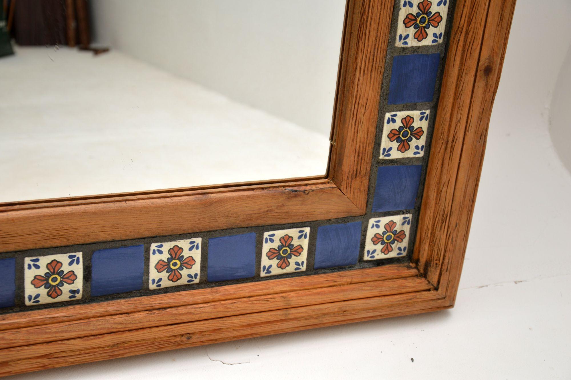 Wood Large Mexican Tiled Mirror Vintage, 1950’s