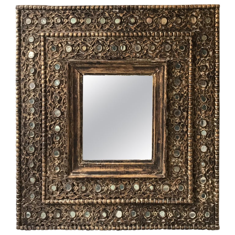 Large Mexican Wood Mirror at 1stDibs