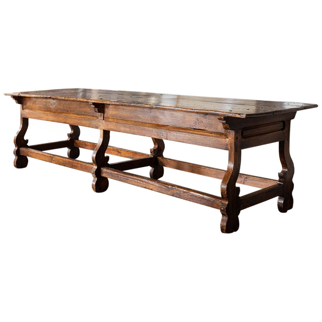 Large Mexican Wood Table For Sale