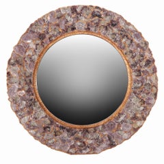 Large mica and gilt resin convex wall mirror in the manner of Line Vautrin.