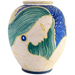 Large Michael Andersen Art Deco Vase for Bornholm, Denmark