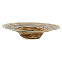 Large Michael Harris Glass Dish, Mdina, Swirl, Mid Century, 1960s, Signed