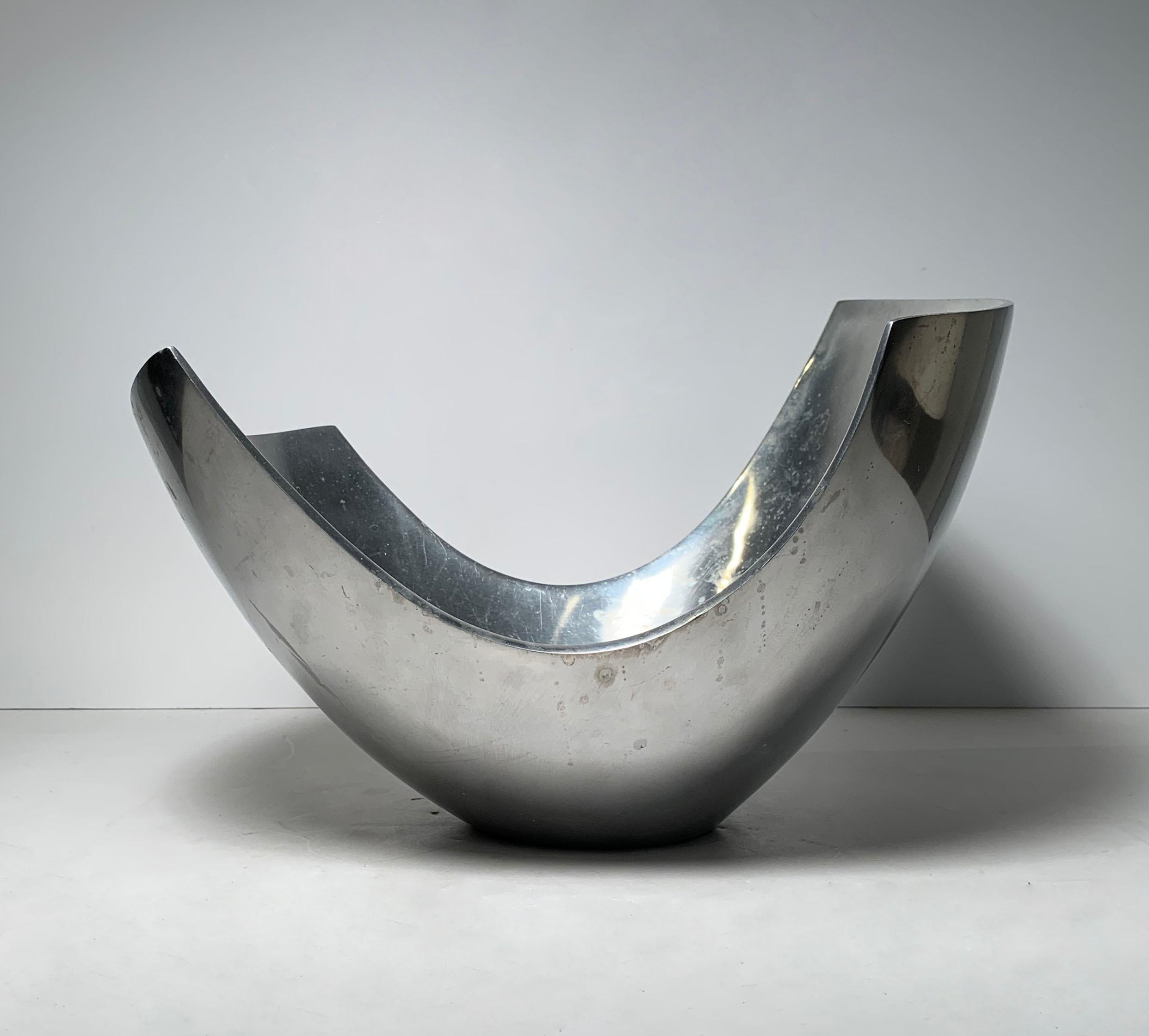 Post-Modern Large Michael Lax Polished Aluminum Bowl For Sale