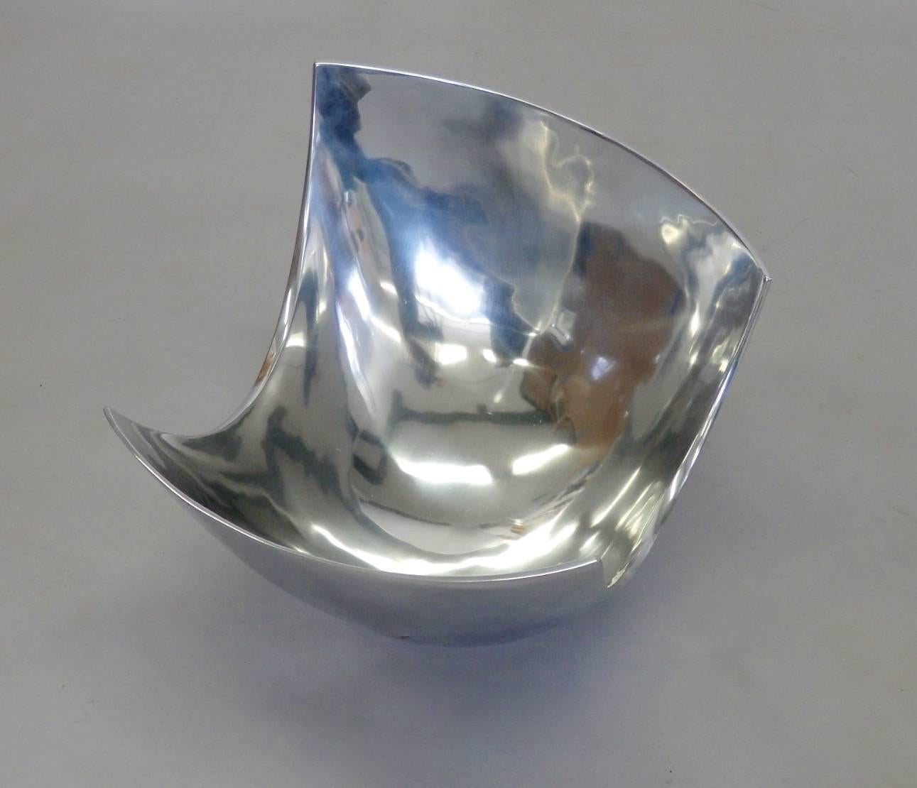 Mid-Century Modern Large Michael Lax Polished Aluminum Bowl For Sale