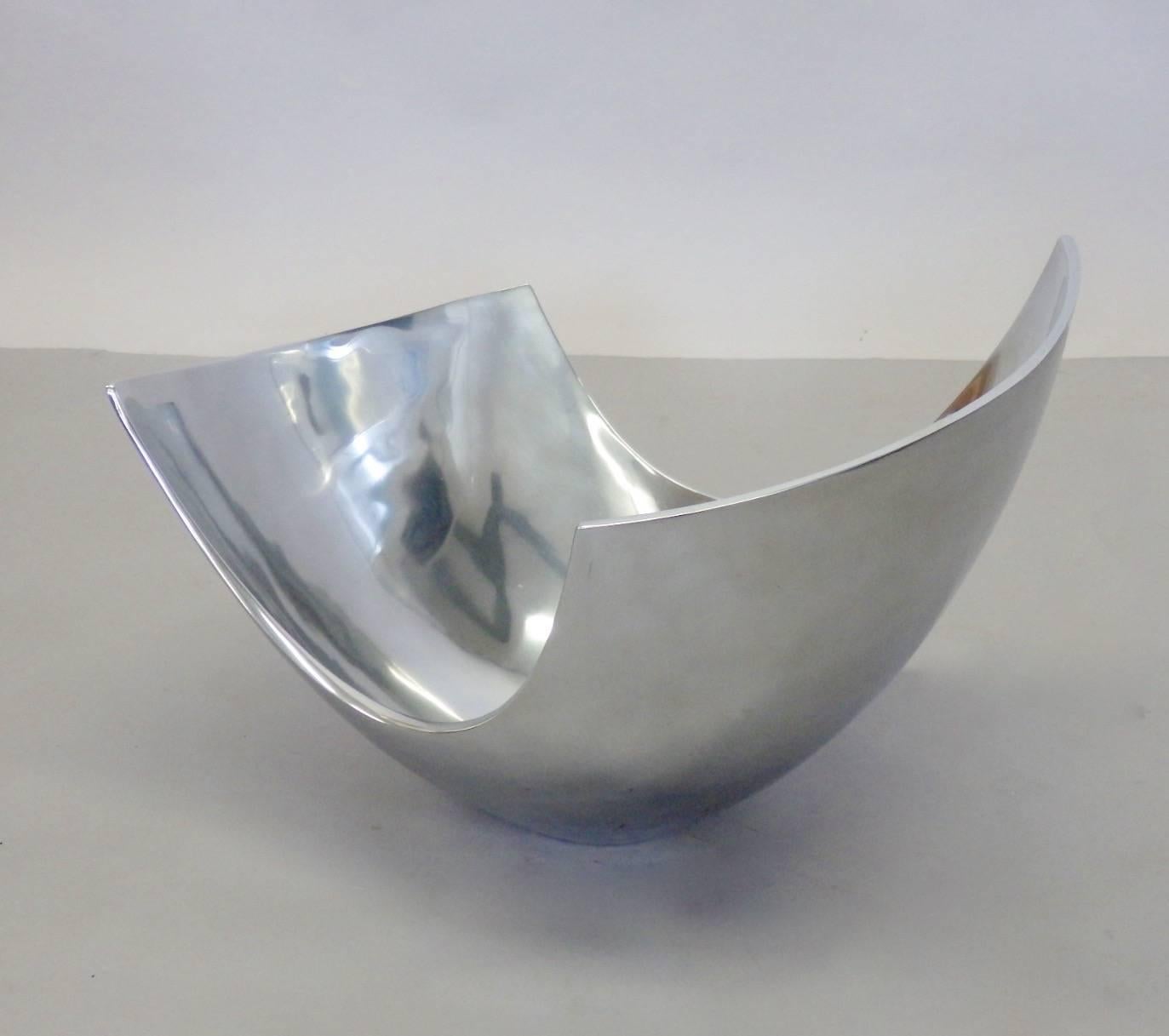 American Large Michael Lax Polished Aluminum Bowl For Sale