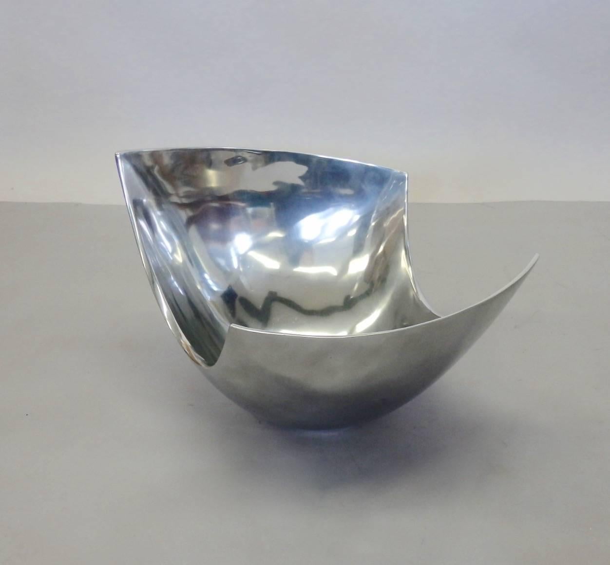 20th Century Large Michael Lax Polished Aluminum Bowl For Sale