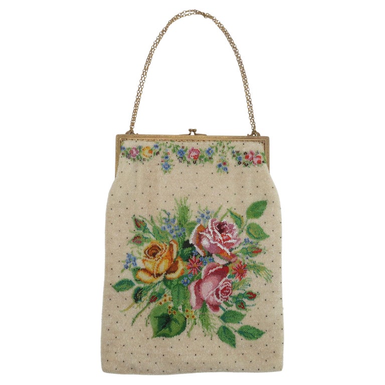 Floral Needlepoint Evening Bag - Vintage 1940s Purse - Ruby Lane