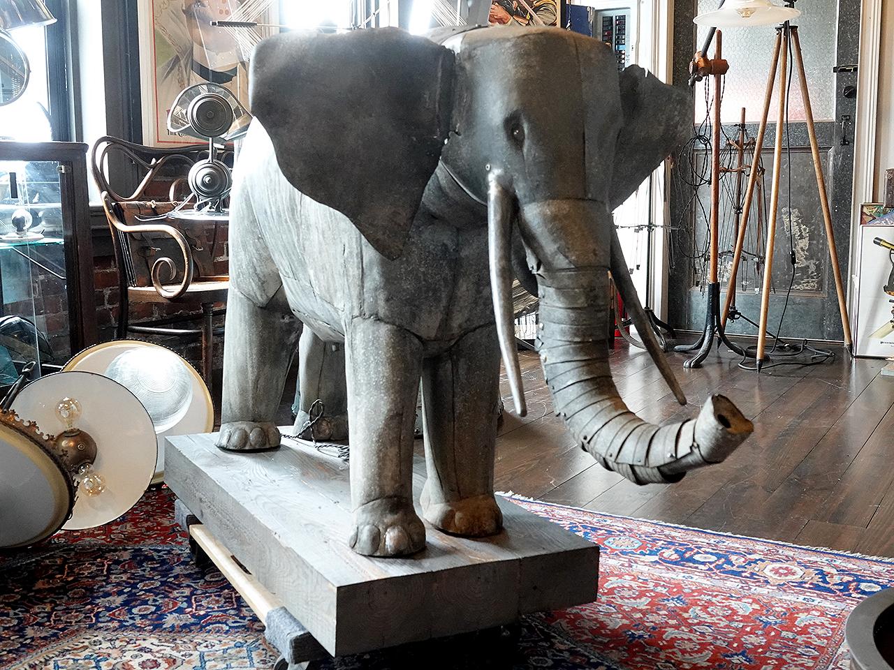 Large Mid 1800s Zinc Automaton Elephant  For Sale 3