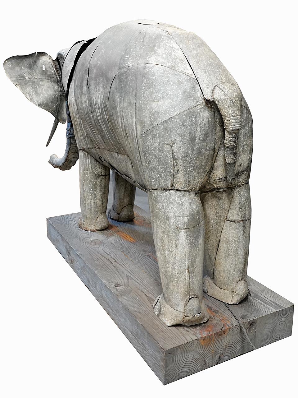 American Large Mid 1800s Zinc Automaton Elephant  For Sale