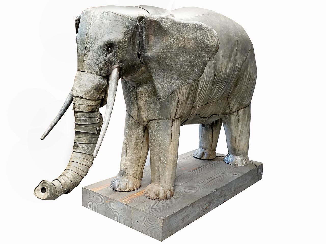 Metal Large Mid 1800s Zinc Automaton Elephant  For Sale