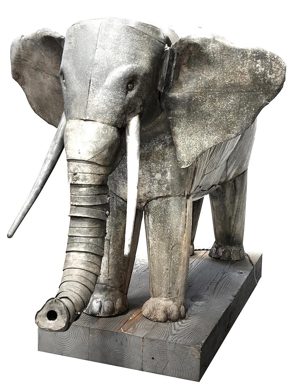 Large Mid 1800s Zinc Automaton Elephant  For Sale 1