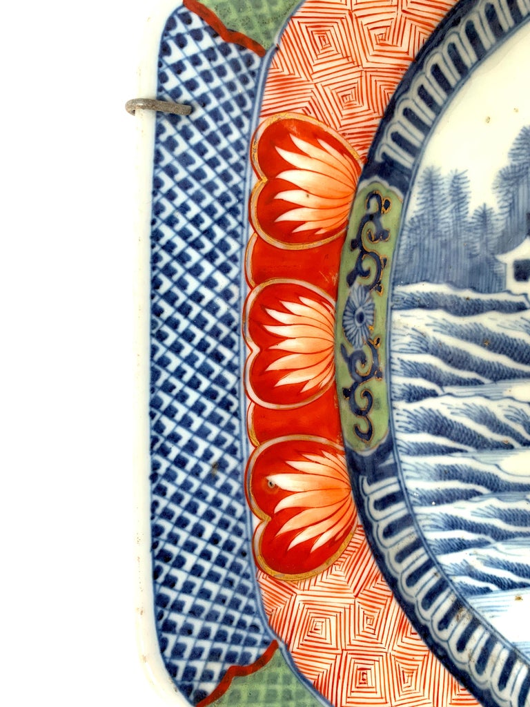 Large Mid18th Century Chinese Export Porcelain Meat Platter For Sale
