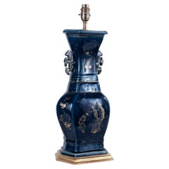 Large Mid-18th Century Chinese Powder Blue Vase as a Lamp