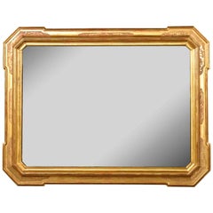 Large Mid 19th C Italian Gilded Cabaret or Garibaldi Mirror with Engraved Decora