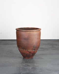 Large Mid 19th C. Japanese Terracotta Vessel Wabi Sabi