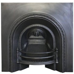 Large Mid-19th Century Cast Iron Arched Fireplace Grate