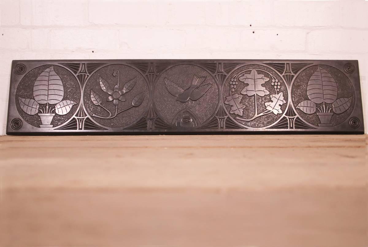 Large mid-19th century decorative Folk Art carved slate panel profusely decorated with geometric circles containing plants and flowers and a bird in flight to the centre circle, circa 1840.
Examples such as this were often made by the Quallymen of