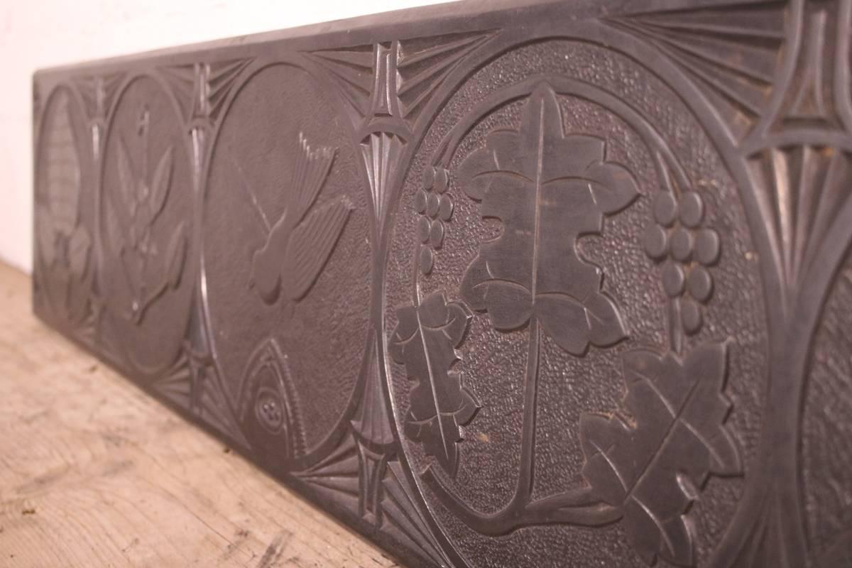 Welsh Large Mid-19th Century Decorative Folk Art Carved Slate Panel