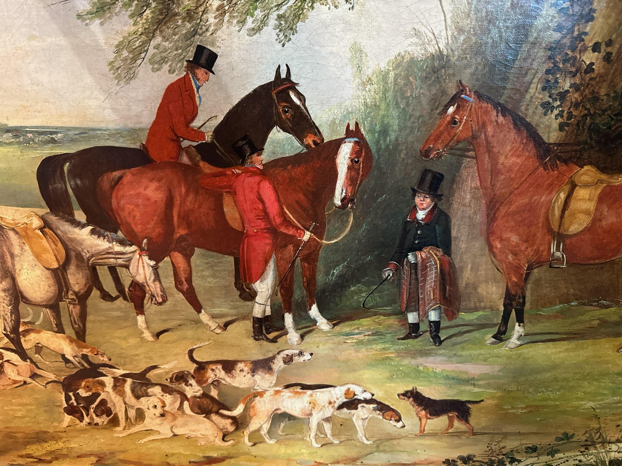 Large Mid 19th Century Fox Hunt Painting by John Frederick Herring Sr.
England, 1840-1860. Measures: 30