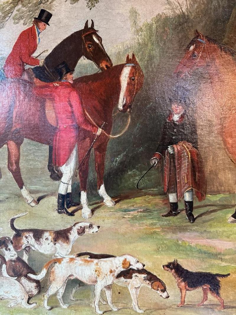 Large Mid 19th Century Fox Hunt Painting by John Frederick Herring Sr. In Good Condition In Middleburg, VA