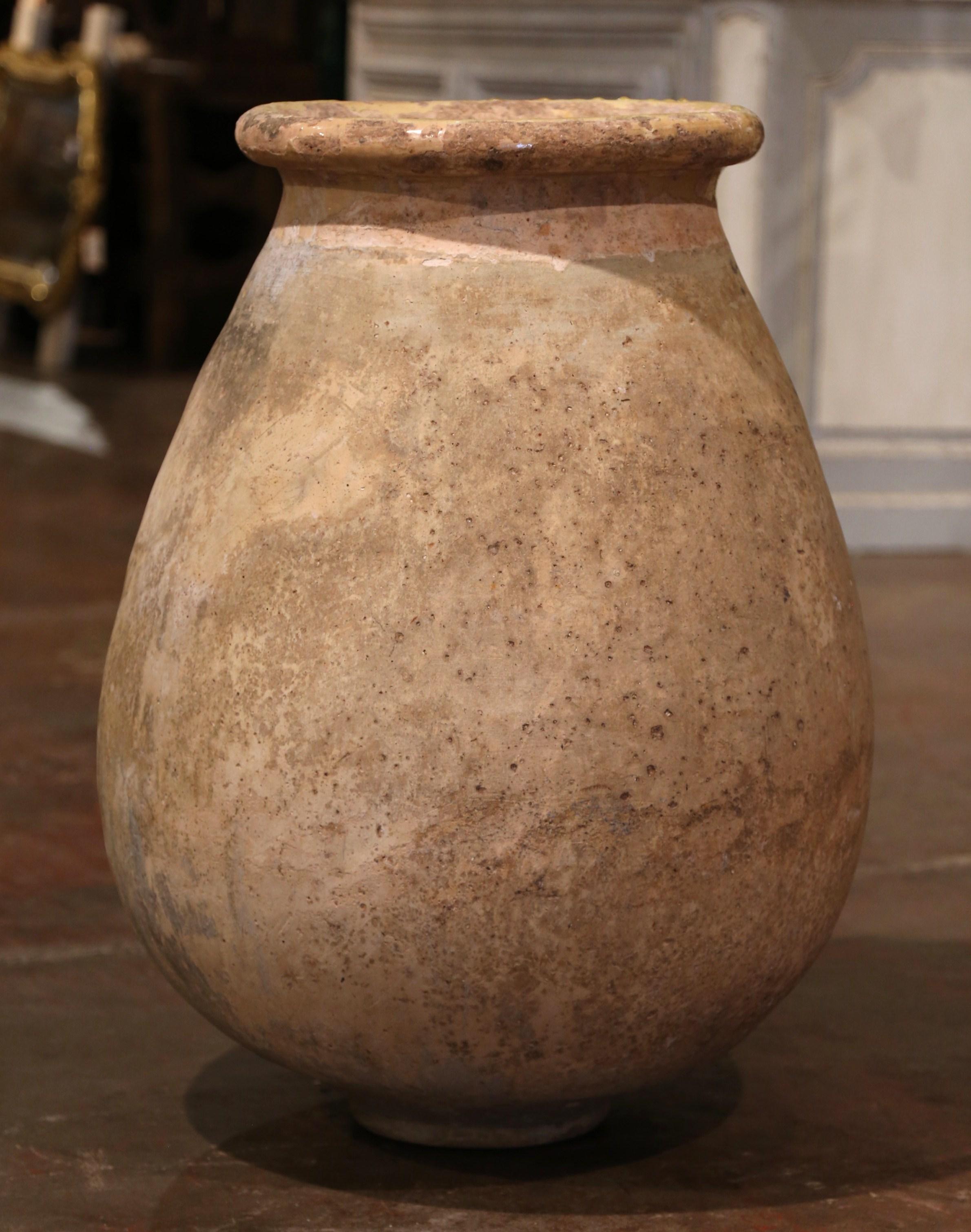 Earthenware Large Mid-19th Century French Terracotta Olive Jar from Provence