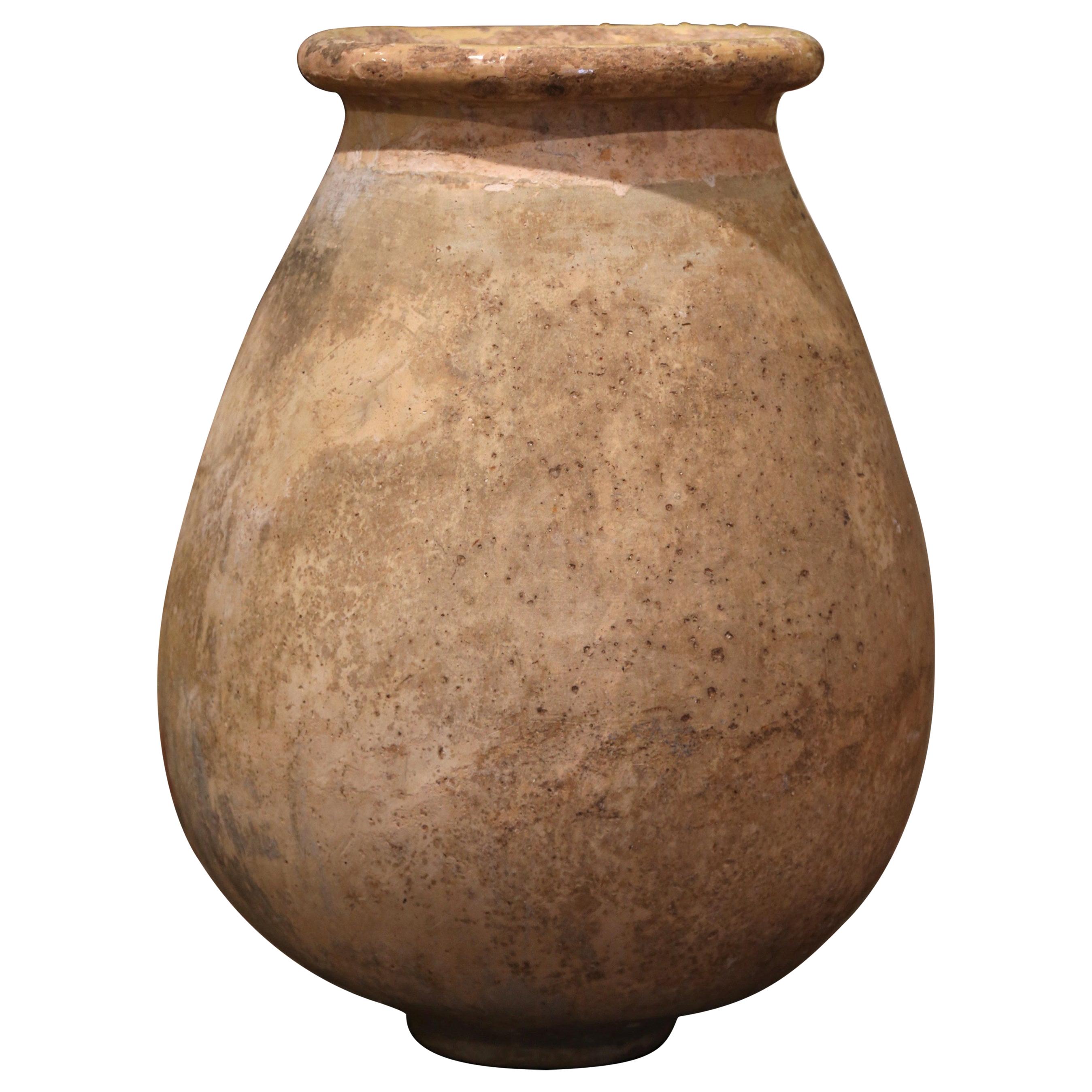 Large Mid-19th Century French Terracotta Olive Jar from Provence