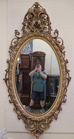 Large Mid 19th Century Gold Gilt American Philadelphia Floral Wall Mirror