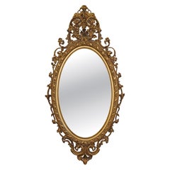 Large Mid 19th Century Gold Gilt American Philadelphia Floral Wall Mirror