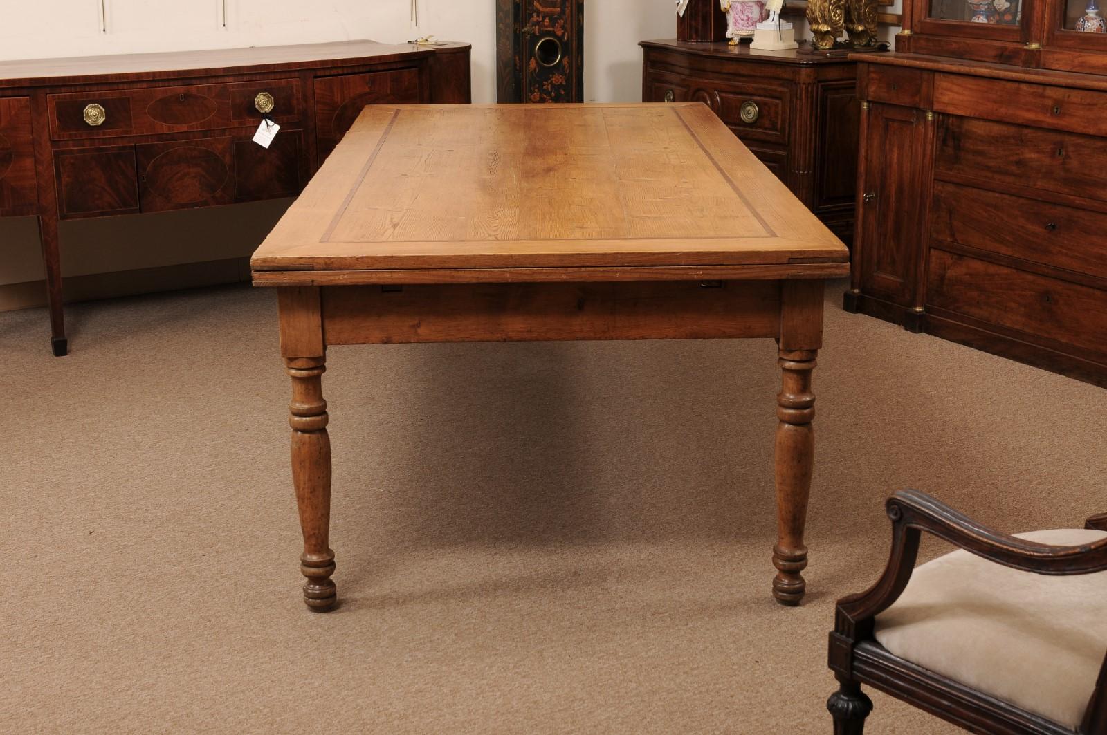 Large Mid 19th Century Italian Pine & Walnut Extending Dining Table For Sale 11