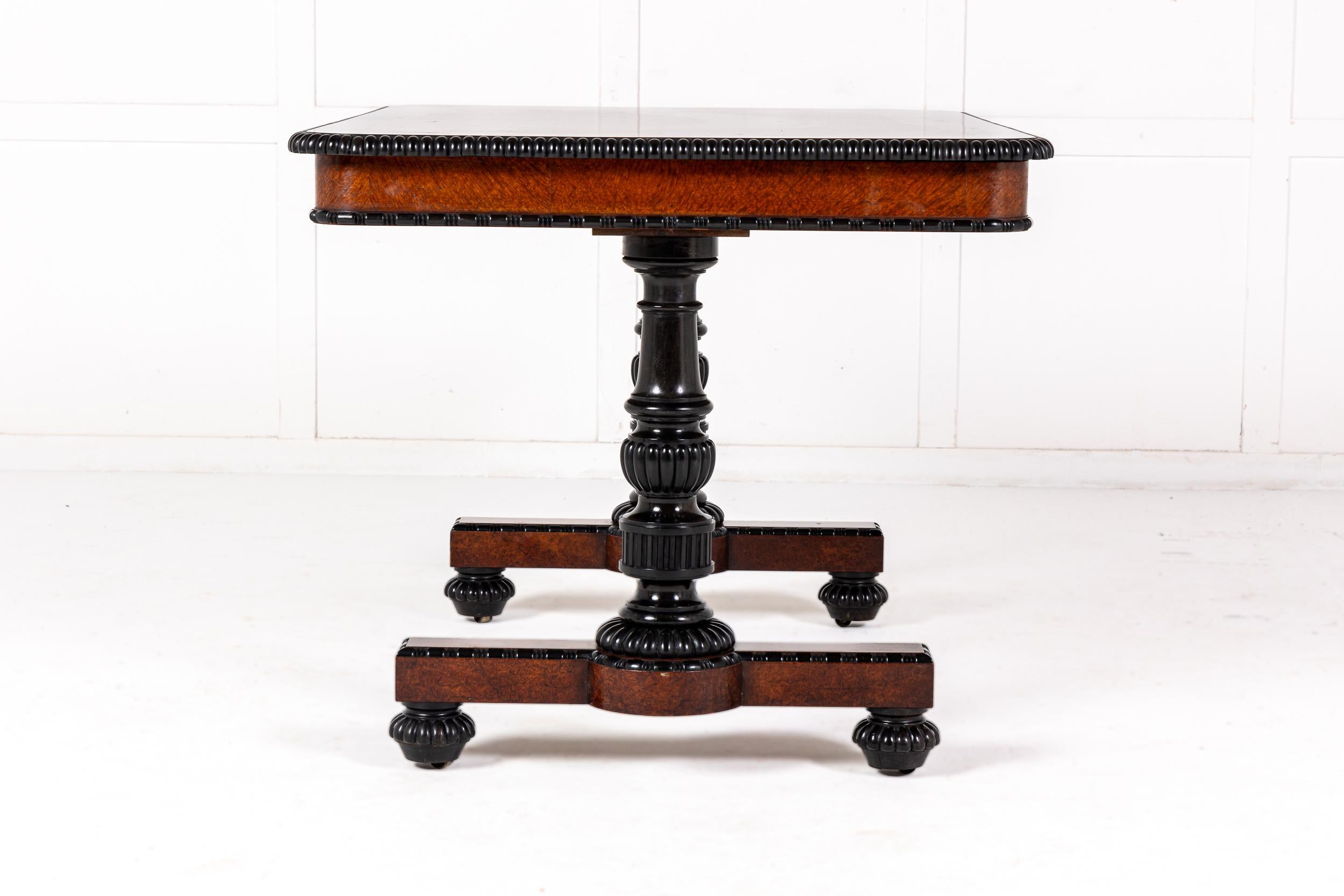 Large Mid 19th Century Regency Amboyna and Ebony Library Table (Attributed to Gi For Sale 7