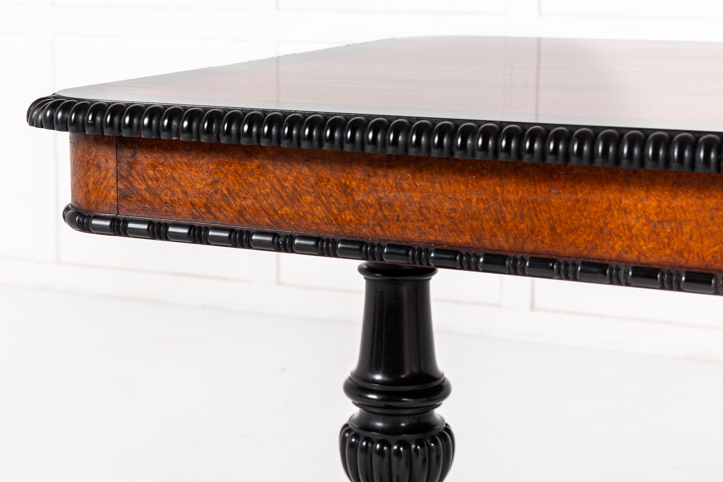 Large Mid 19th Century Regency Amboyna and Ebony Library Table (Attributed to Gi For Sale 1