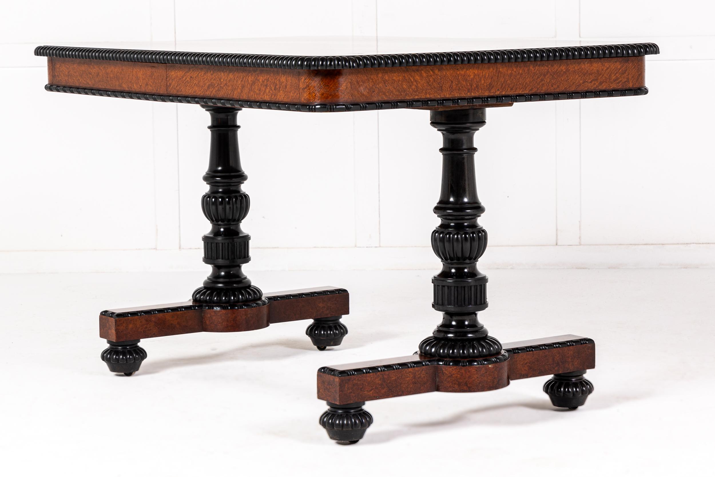 Large Mid 19th Century Regency Amboyna and Ebony Library Table (Attributed to Gi For Sale 4