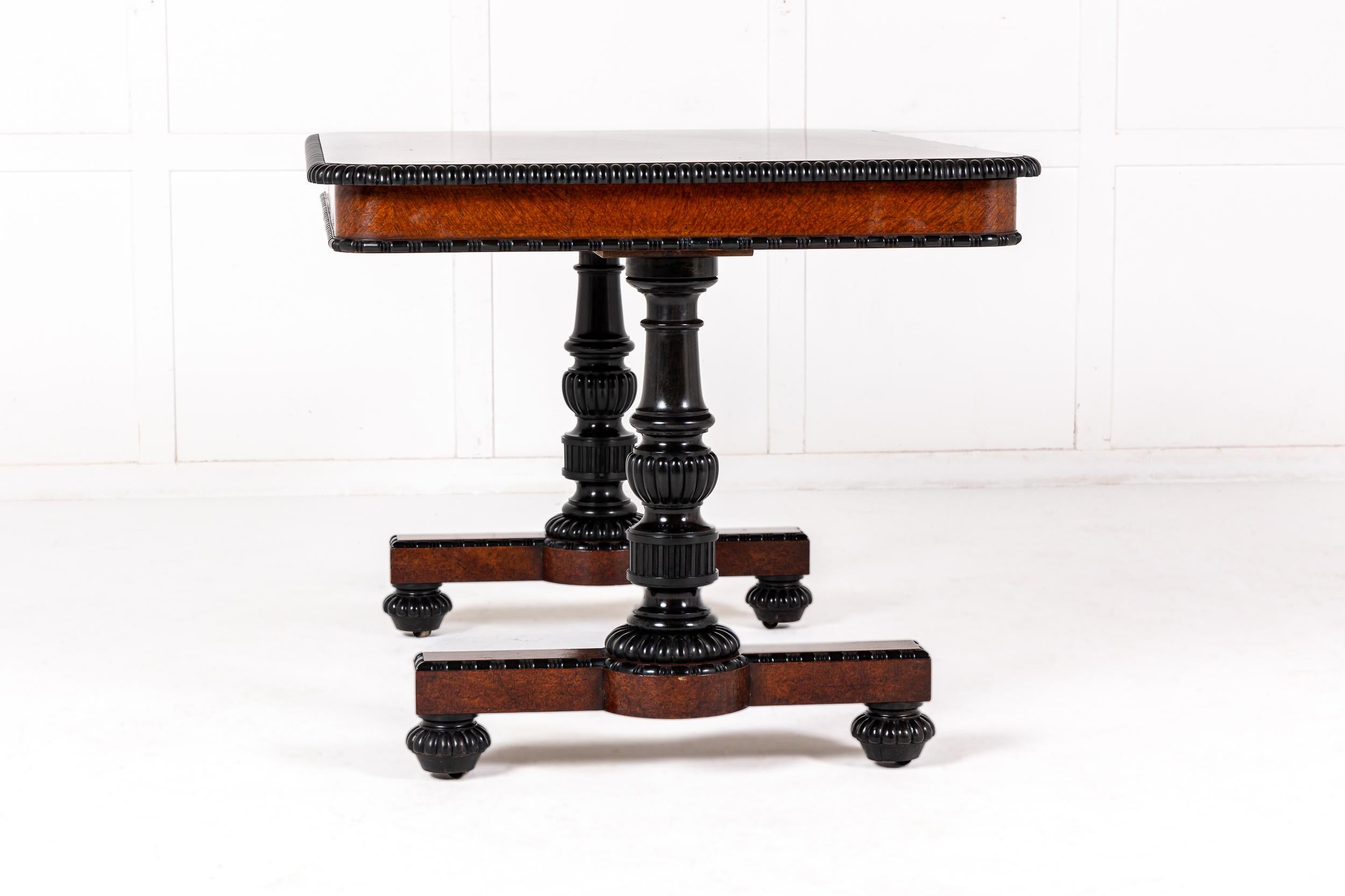 Large Mid 19th Century Regency Amboyna and Ebony Library Table (Attributed to Gi For Sale 6