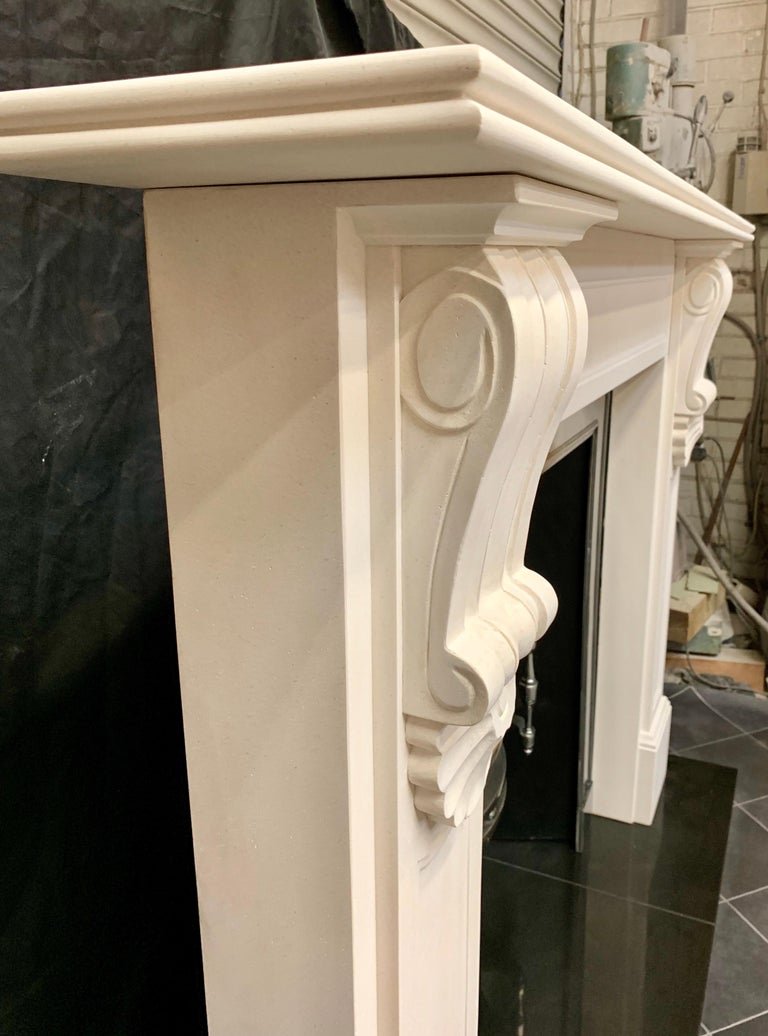 Large Mid19th Century Style Limestone Corbel Fireplace Surround For