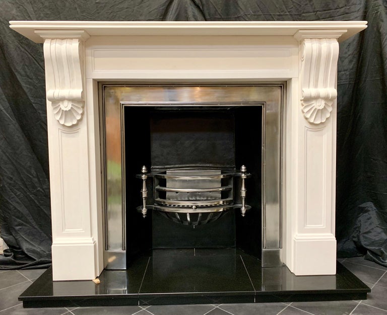 Large Mid 19th Century Style Limestone Corbel Fireplace Surround