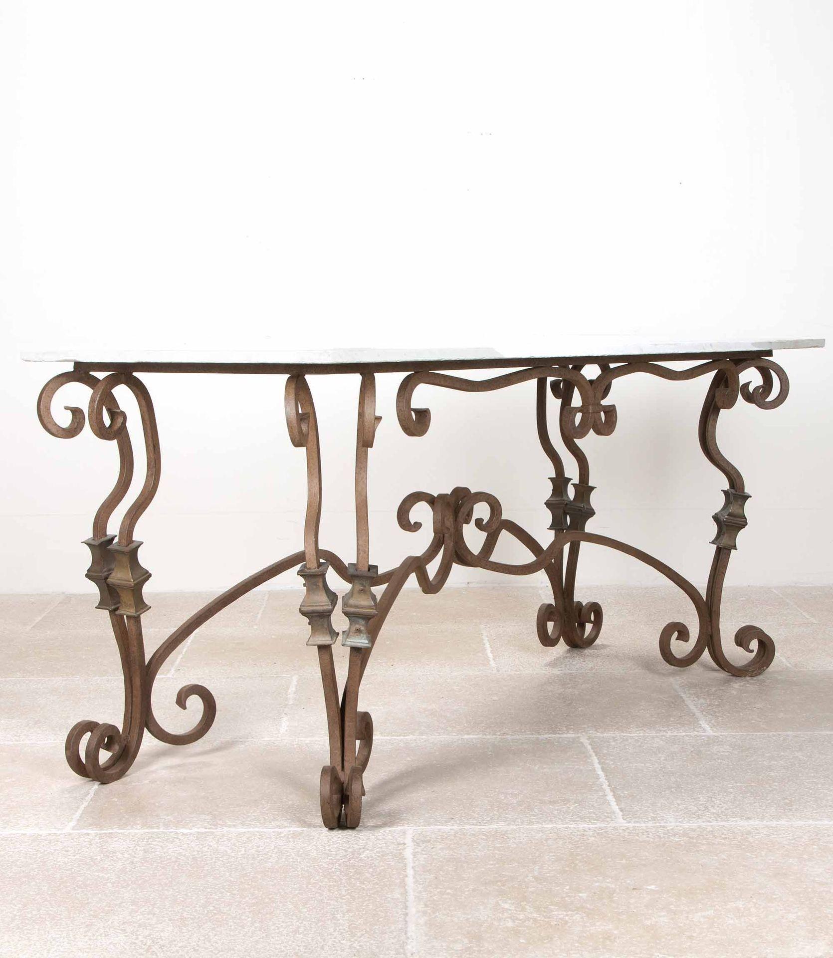 Large Mid-19th Century Wrought Iron and Marble Garden Table In Good Condition For Sale In Gloucestershire, GB
