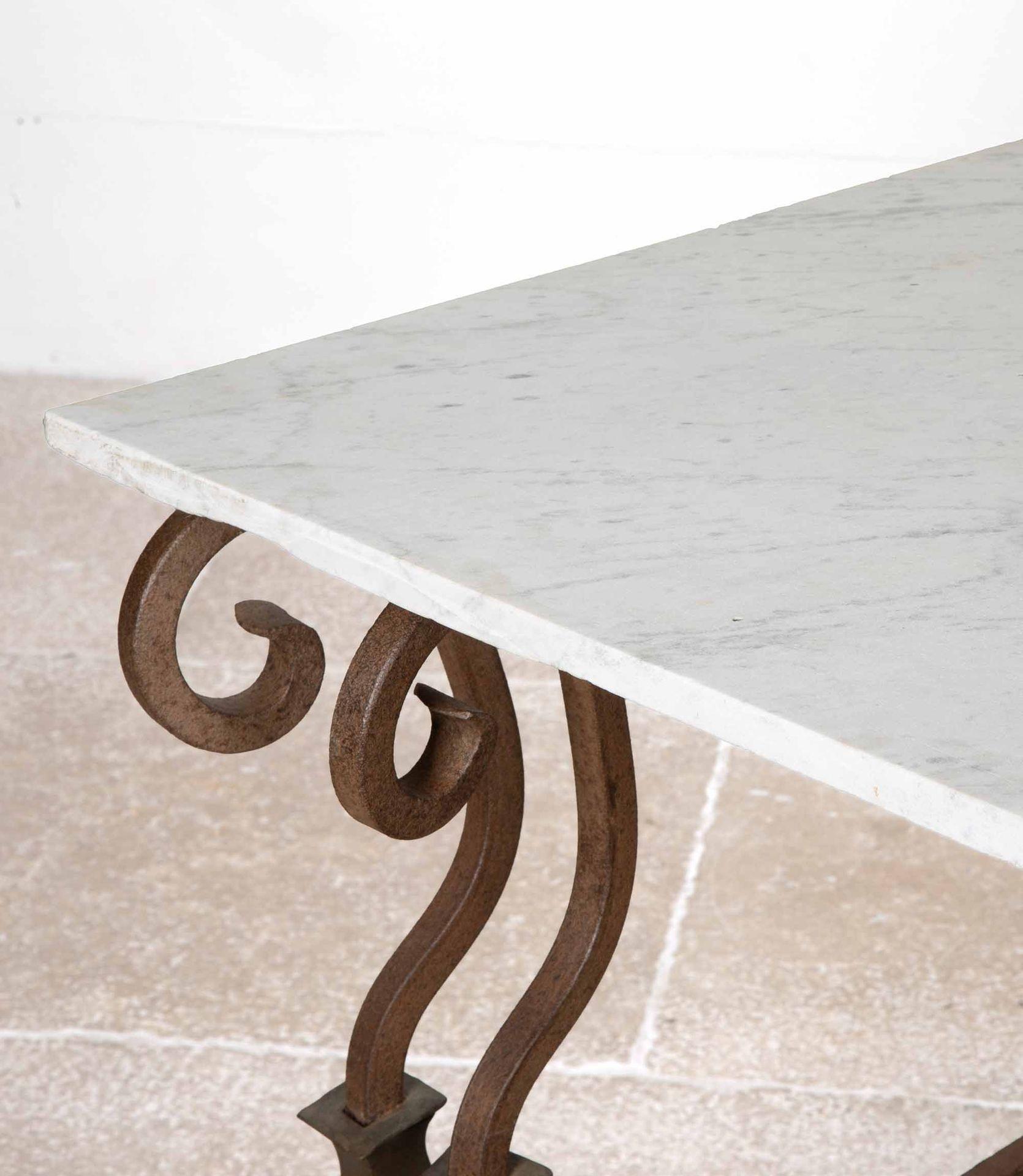 Large Mid-19th Century Wrought Iron and Marble Garden Table For Sale 1