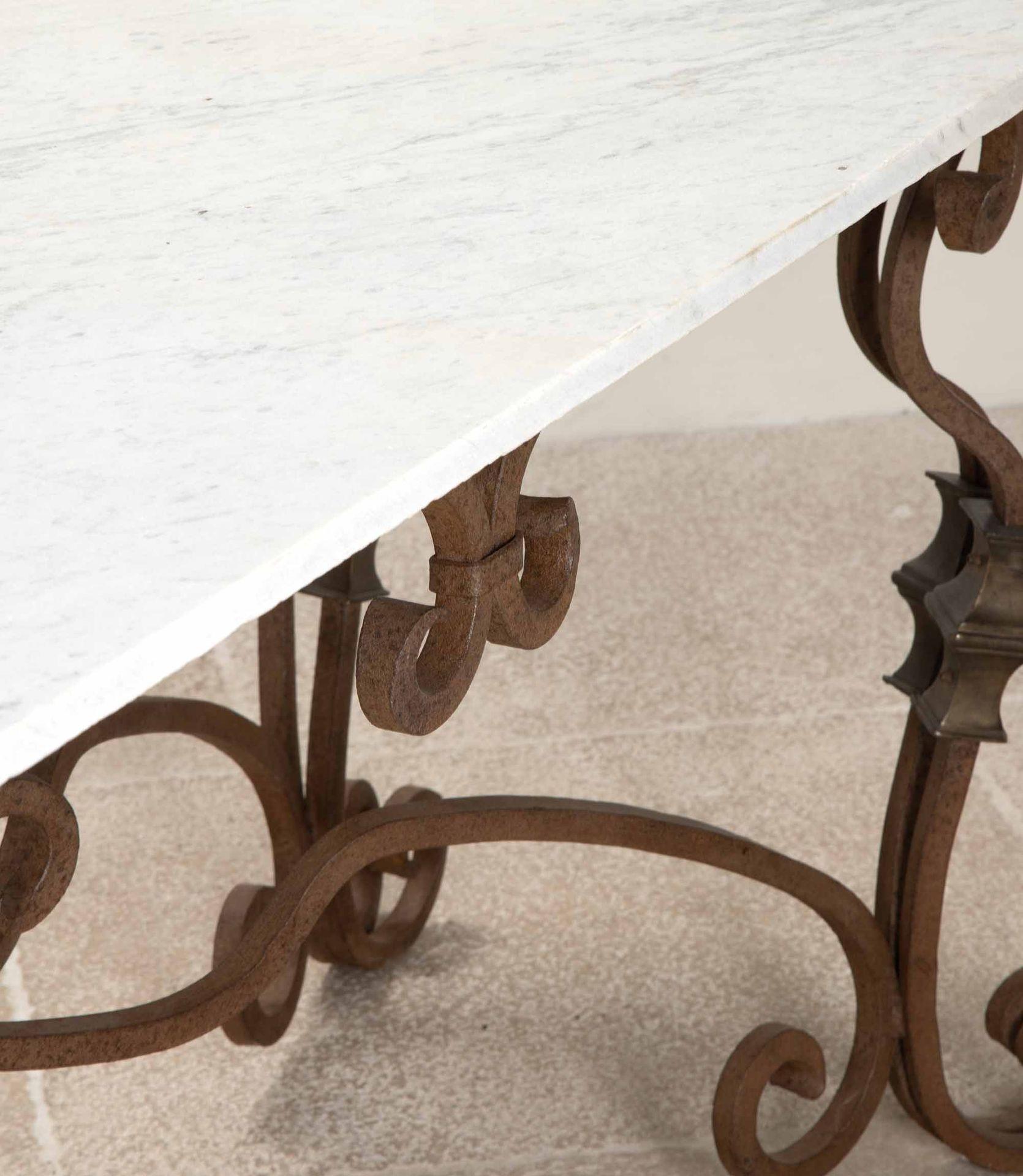 Large Mid-19th Century Wrought Iron and Marble Garden Table For Sale 2