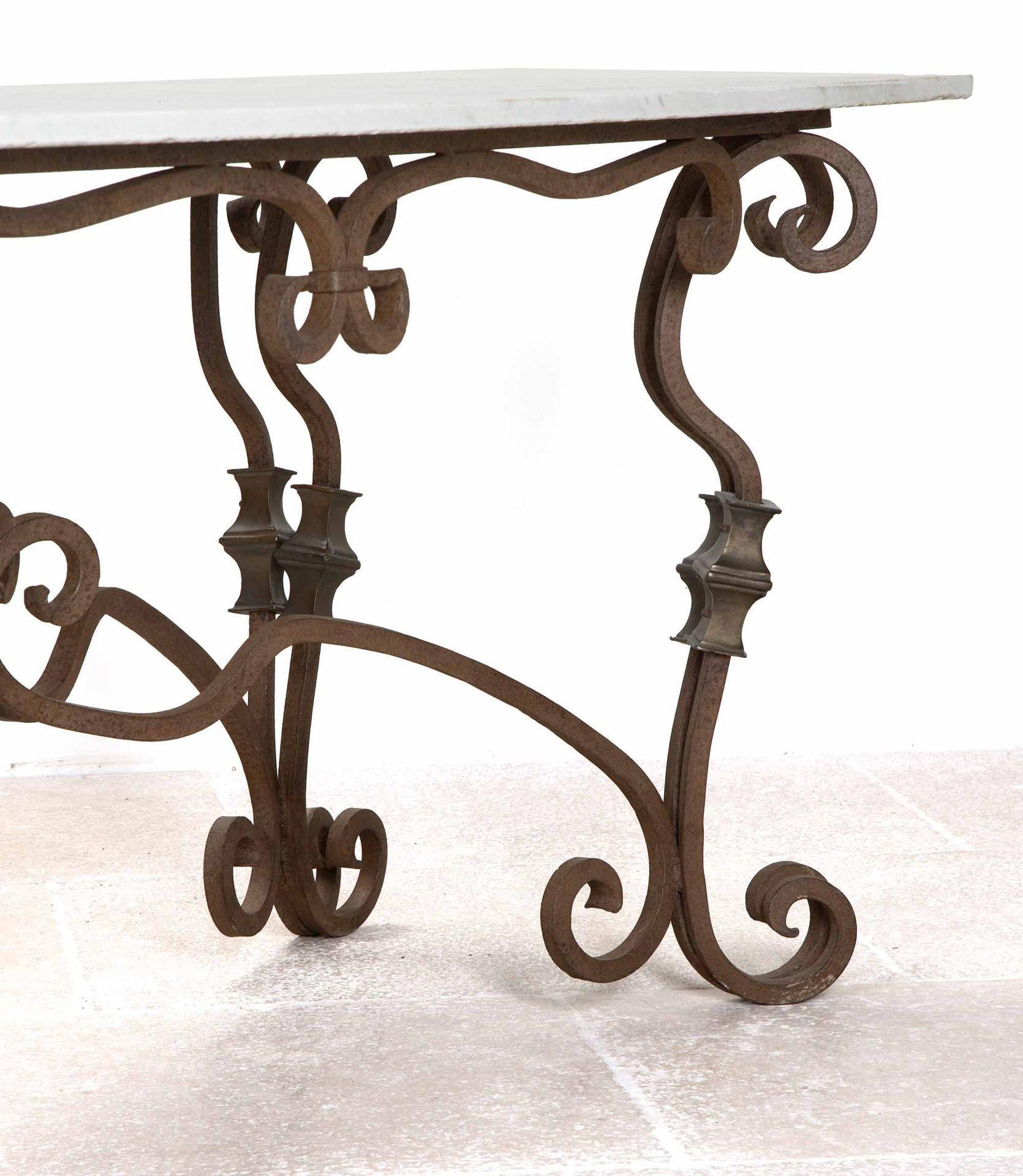 Large Mid-19th Century Wrought Iron and Marble Garden Table For Sale 4
