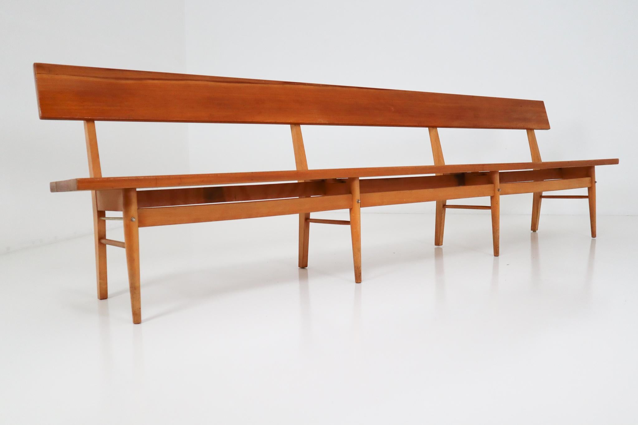 Large Mid-20 Century Scandinavian Wooden Bench In Good Condition In Almelo, NL