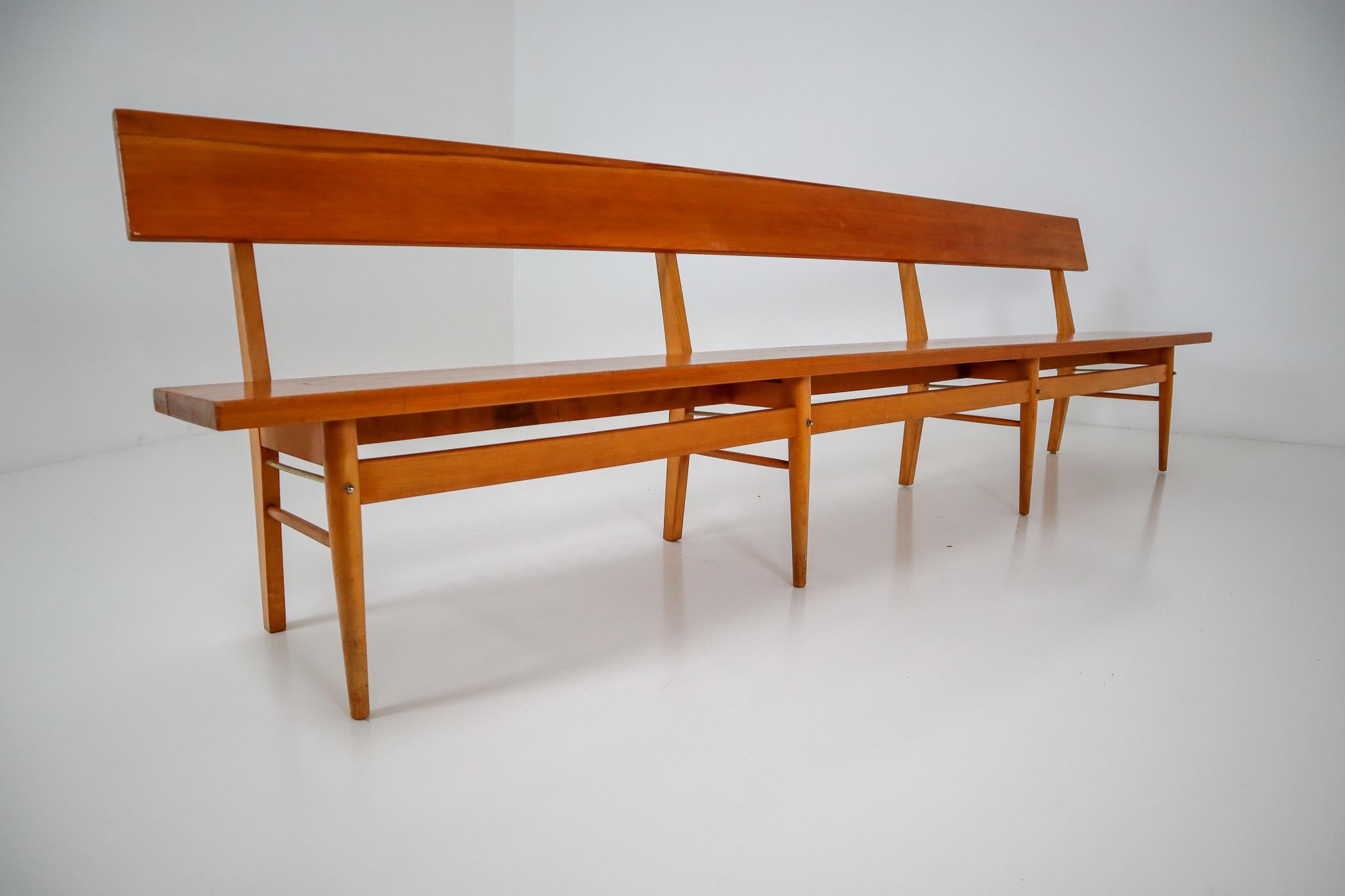 Large Mid-20 Century Scandinavian Wooden Bench 2