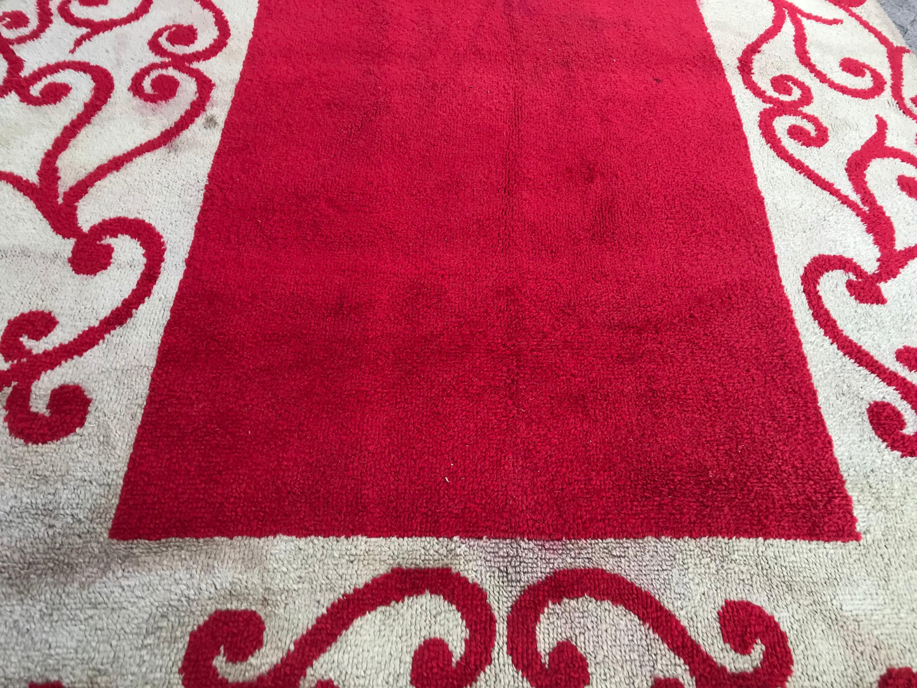 Large Mid-20th Century Art Deco Hand Knotted Cogolin Rug In Good Condition For Sale In Saint Ouen, FR