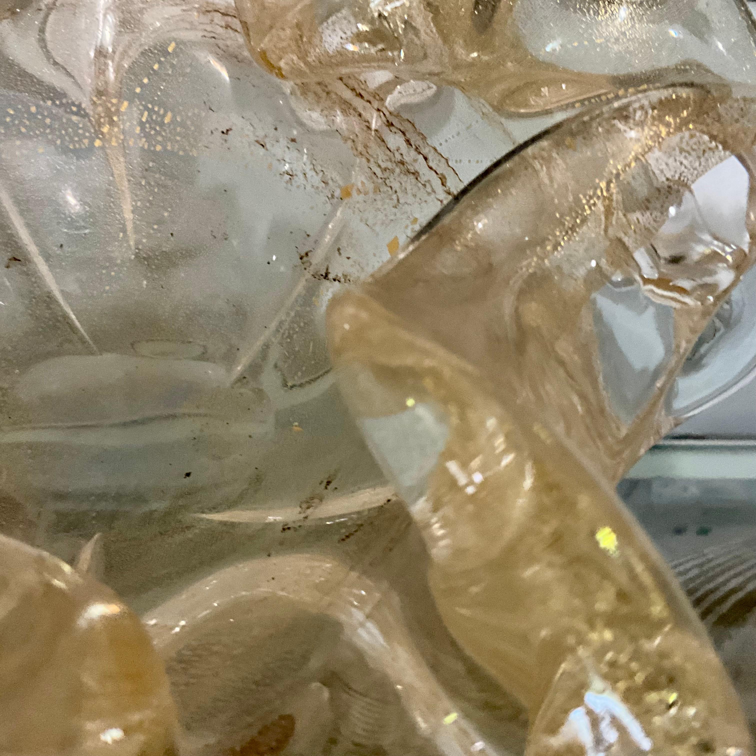 Grande ciotola in vetro di Murano della metà del XX secolo di Barovier&Toso con oro 24 carati in vendita 3
