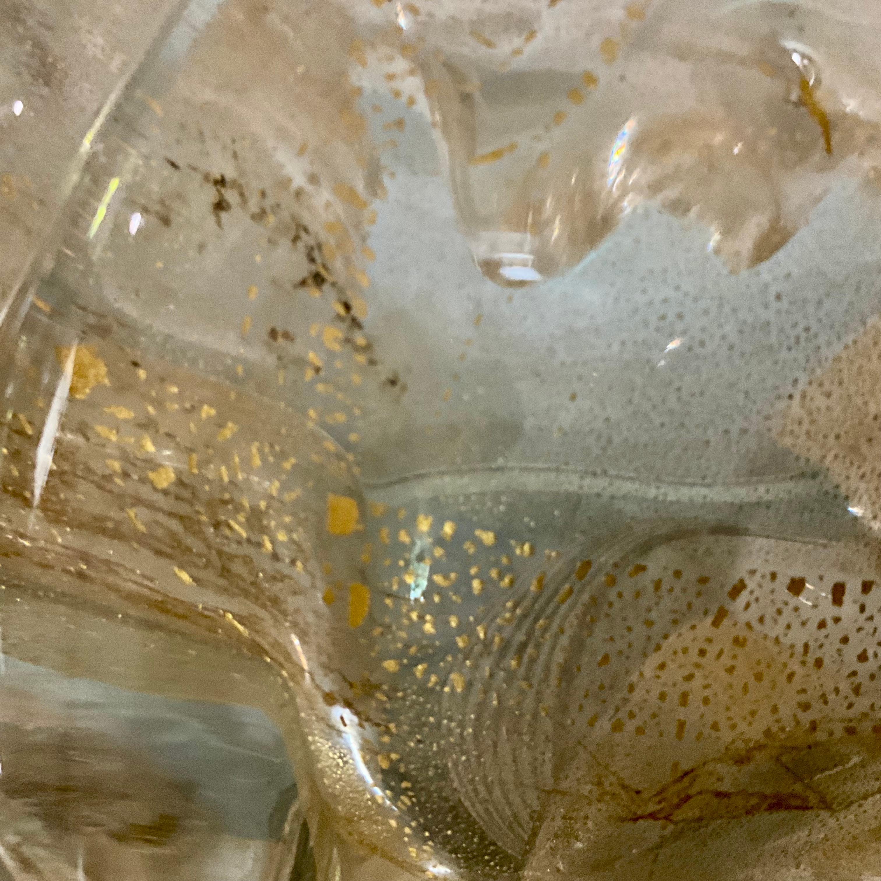 Grande ciotola in vetro di Murano della metà del XX secolo di Barovier&Toso con oro 24 carati in vendita 1