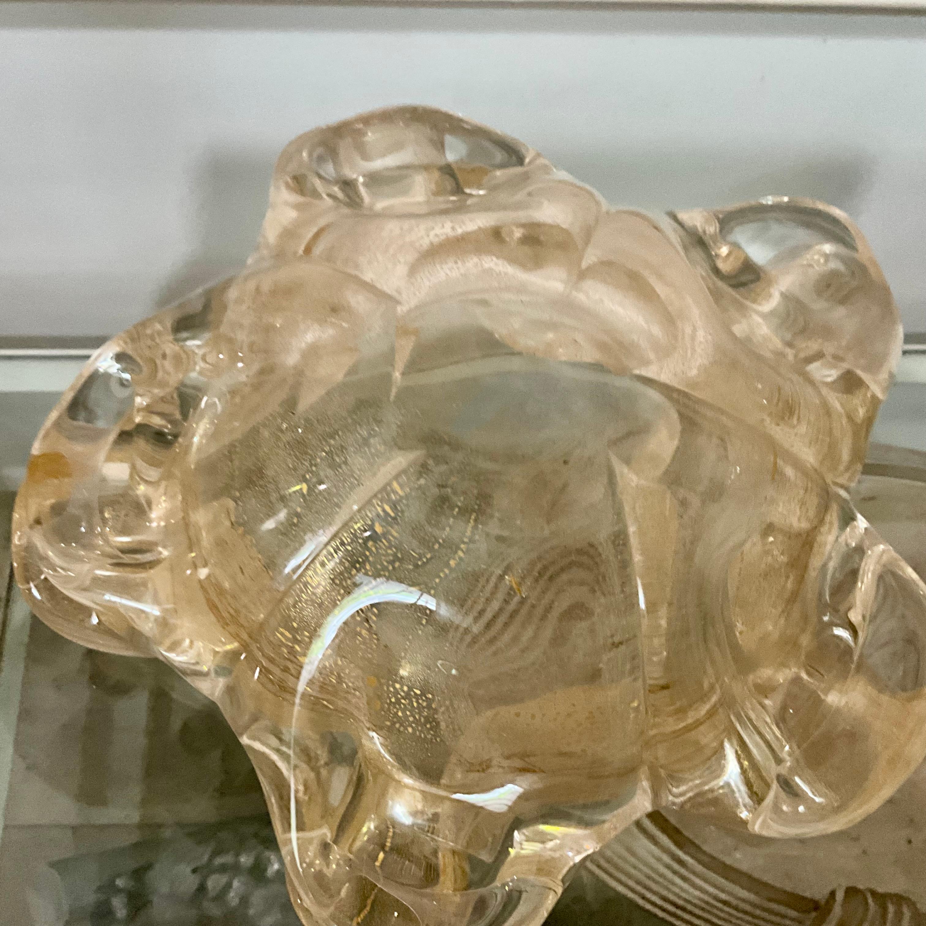 Grande ciotola in vetro di Murano della metà del XX secolo di Barovier&Toso con oro 24 carati in vendita 2