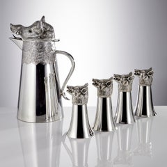 Large Mid 20th Century Boars Head Jug with Four Cups Circa 1960